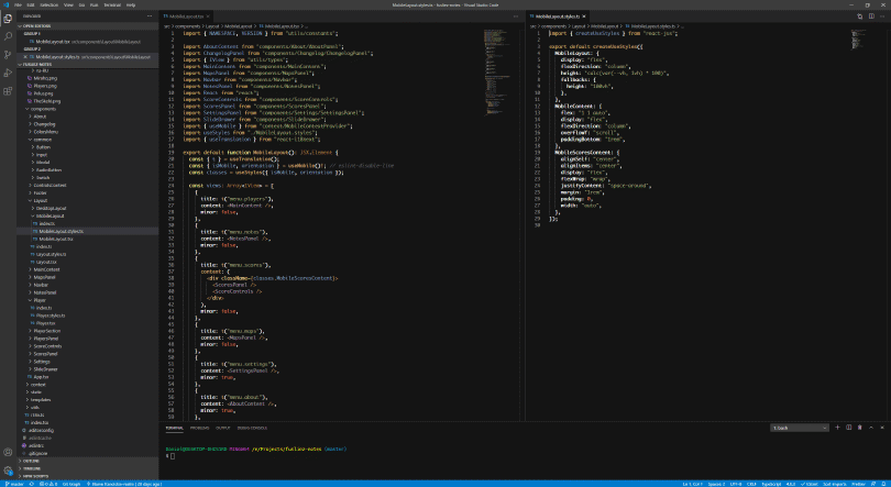 Screenshot of project in Visual Studio Code